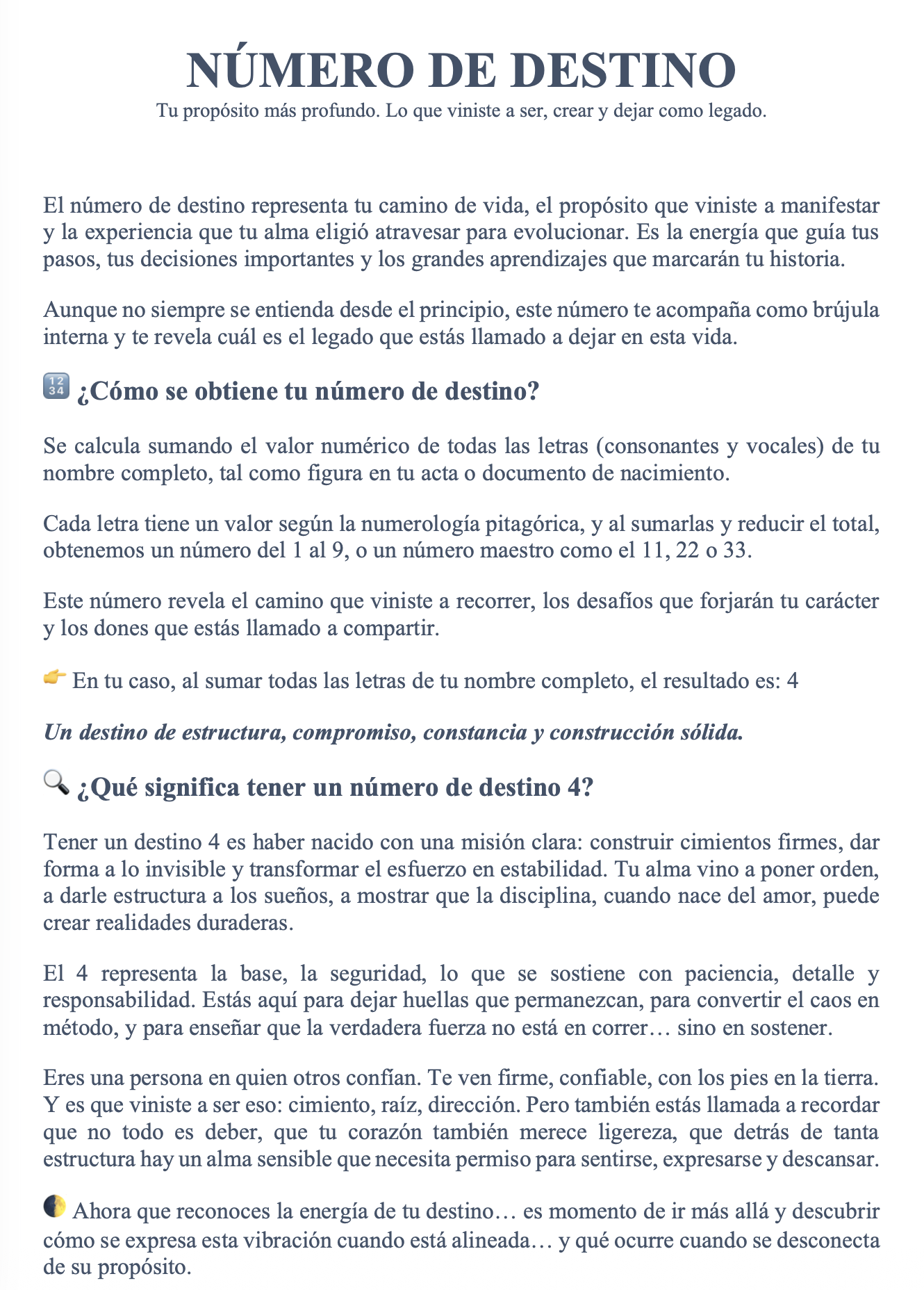 Número de Destino
